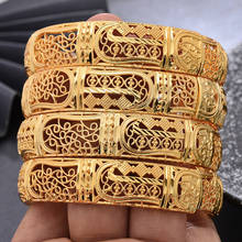 Top Quality Dubai Gold Color Bangles For Women Vintage Bride Wedding Bracelet Bangles Africa Arab Jewelry 2024 - buy cheap