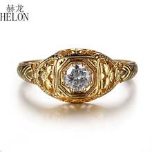 HELON VVS/D 0.3ct Moissanite Ring Solid 18K Yellow Gold Lab Grown Diamond Moissanite Women Engagement Vintage Jewelry Ring Gift 2024 - buy cheap