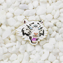 Pin de esmalte de animal fresco, tres ojos, tigre blanco, growling, angry, muestra los dientes, signo valiente, joyería punk, broche de solapa 2024 - compra barato