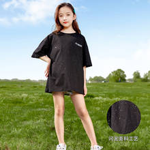 Back To School Black Long Sleeve Sequin T Shirts Teenage Girls Cotton O-neck Tees Tops For Kids Casual Autumn T Shirt Clothing 2024 - buy cheap