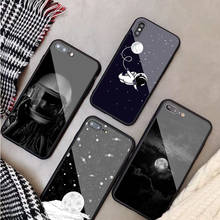 moon stars space astronaut Tempered Glass Phone Case For iphone 12 11 Pro Max 5 6 7 8 X XS XR XSMax Shell 12Pro Max Cover Shell 2024 - buy cheap