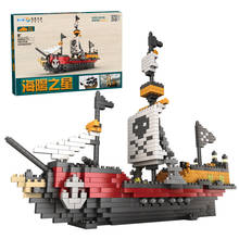 [Engraçado] montagem de barco a vela 3d, faça você mesmo, navio pirata de blocos integrados, brinquedo educativo para crianças, presente de 780 peças 2024 - compre barato