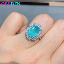 OEKDFN Vintage 100% 925 Sterling Silver Rings Paraiba Tourmaline Gemstone Wedding Engagement Diamonds Ring Women Fine Jewelry 2024 - buy cheap