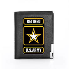 Billetera de cuero para hombre y mujer, billetera masculina de cuero con diseño del Ejército de EE. UU., para guardar tarjetas de crédito, monedero Delgado 2024 - compra barato