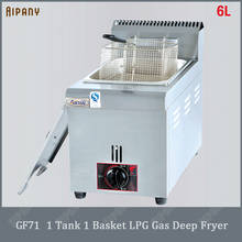 Fritadeira a gás industrial gf71/gf72 com 1 ou 2 tanques de 6l/12l totalmente em aço inoxidável, fritadeira única/dupla 2024 - compre barato