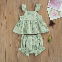 Baby Girls Floral Clothes Sets Summer Baby Girls Ruffles Short Sleeve Tops Dress+ Flower Printed Shorts Casual Holiday Outfits 2024 - buy cheap