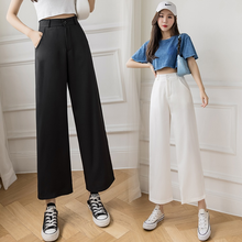 Solid High Waist Office Lady Trousers Loose Casual White Summer Women Pants Chic Streetwear Female Wide Leg Pants 2024 - buy cheap