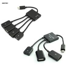 3 in 1 Micro USB Host OTG Charge Hub Cord Adapter Splitter for Android Smartphones Tablet Black Cable 2024 - buy cheap