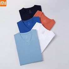 Youpin-Camiseta de terciopelo con cuello en V para hombre, camiseta fina y suave absorbente de sudor y transpirable, cómoda, manga corta de verano 2024 - compra barato