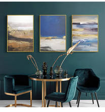 Cuadro de estilo nórdico abstracto para decoración del hogar, cuadro decorativo moderno de oro, lienzo, póster de Arte de pared para sala de estar, Hotel 2024 - compra barato