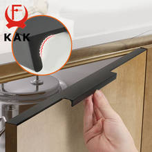 Черная Скрытая ручка для шкафа KAK, из алюминиевого сплава, для кухонного шкафа, с длинной ручкой 2024 - купить недорого