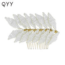 Handmade Pearl Leaf Hair Comb Clips Bridal Wedding Jewelry Gold Hair Pins for Women Accessories Bride Headpiece Porm Gifts 2024 - buy cheap