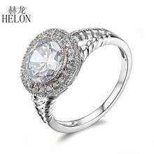 HELON Solid 14k White Gold Flawless Round 7.5mm Genuine White Topaz Diamond Engagement Ring Vintage Fine Jewely Women Gift 2024 - buy cheap