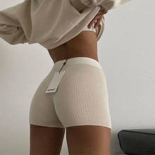 Shorts de cintura alta feminino, casual, de algodão, branco ou preto, de malha, para verão, sexy 2024 - compre barato