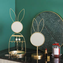Espelhos decorativos em formato de coelho, decoração nórdico dourado para maquiagem, acessórios para maquiagem, mesa de metal 2024 - compre barato