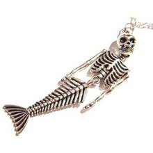 Mermaid Skeleton Pendant shell Necklace Antique Silver Spoon Whale Tail Charm starfish Chokers conch Necklaces Collar for Women 2024 - buy cheap