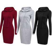 2019 New Hot Sale Fashion Women's Casual Style Hooded Hoodie Long Sleeve Sweatshirt Pocket Bodycon Tunic Dress Top 2024 - buy cheap