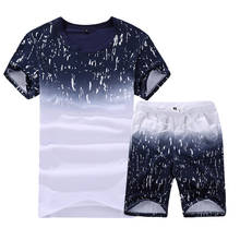 2022 Men Casual Set Fashion 2 PCS Sweat Suit Print Short Sleeve T-shirt Shorts Sets Male Sportswear Tracksuit Summer Sportsuit 2024 - buy cheap