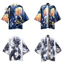 Japanese Yukata Style Kimono Print Costume Tops Men Women Coat Unisex Harajuku Samurai Japan Traditional Haori Cardigan Clothes 2024 - buy cheap