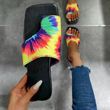 Square Toe Flat Flip-Flops Women Slippers 2021 Summer Plus Size Female Sandal Printed Color Open-toe Outdoor Beach Modern Slides 2024 - buy cheap