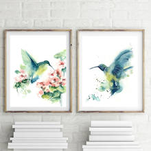 Nordic Modern Animal Poster Hummingbird Flower Watercolor Canvas Painting Wall Art Picture for Living Room Bedroom Home Decor 2024 - buy cheap