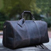 ROCKCOW большая винтажная Ретро сумка из натуральной кожи сумка для выходных мужская сумка 12027 2024 - купить недорого