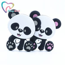 5 pçs silicone mordedor panda forma bpa livre silicone roedor dos desenhos animados grau alimentício pequena haste dentição brinquedos bebê panda mordedores 2024 - compre barato