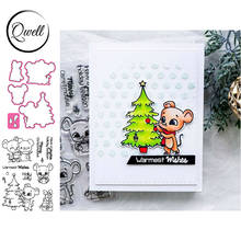 Qwell ratos urso quente abraços corte dados com selos claros árvore de natal presente diy scrapbooking decoração álbum artesanato 2020 2024 - compre barato