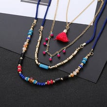 Bohemian Multi Layers Necklaces Colorful Seed Beads Tassel Maxi Long Ethnic Chain Jewelry Statement Necklace Women Collar 2024 - buy cheap