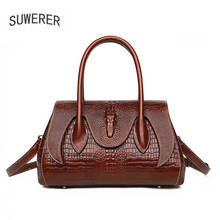 SUWERER 2020 New Genuine Leather women bag fashion Luxury handbags women famous brand leather bag cowhide Crocodile pattern 2024 - buy cheap