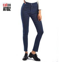 CatonATOZ-pantalones pitillo vaqueros elásticos para mujer, pantalón de cintura alta con rayas azules, color negro, 2209 2024 - compra barato