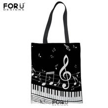 FORUDESIGNS Piano Women Student Cotton Linen Music Note Shoulder Tote Handbag Eco Shopping Bag Large Capacity Canvas Pouch 2024 - buy cheap