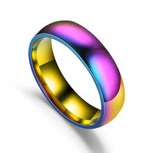 Кольцо из нержавеющей стали 316L для мужчин и женщин, классическое разноцветное обручальное кольцо радужной расцветки, ширина 6 мм, размеры США 5-13, для вечерние и подарков 2024 - купить недорого