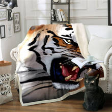 Ropa De Cama De invierno, 3D manta De lana De Sherpa, animales feroces, Tigre, suave, 100% lana 2024 - compra barato