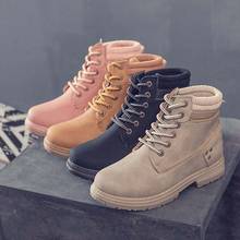 Botas de nieve para mujer, zapatos informales, botines con cordones sólidos, otoño e invierno, 2021 2024 - compra barato