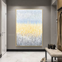 Nova pintura abstrata à mão cinza amarelo azul e lona pintura a óleo decoração para casa quadros de parede sem moldura 2024 - compre barato