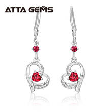 Ruby Sterling Silver Drop Earring for Mother's Gift S925 Earring Heart Design Created Ruby Romantic Elegant Style Fine Jewelry 2024 - buy cheap