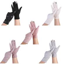 Women Summer Floral Ultra-Thin Touchscreen Gloves Non-Slip Mesh UV Sun Protection Solid Color Full Finger Driving Mitten 2024 - buy cheap