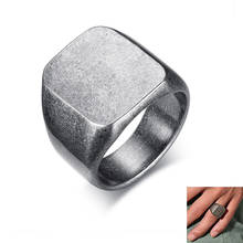 Simple Square Stainless Steel Men's Ring Vintage Grey male Party Anniversary Gift Ring 2024 - buy cheap