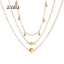 ZYZQ Bohemia Vintage Multilayer Metal Pendant Necklace For Women Gold Color Beads Choker Necklaces Hip Hop Jewelry 2024 - buy cheap