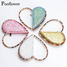 Pooflower-Bolso de mano de diamante con forma de corazón para mujer, pochette de noche con diamantes de imitación y lentejuelas para fiesta de boda, ZH396 2024 - compra barato