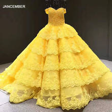 J66786 janceber вечернее платье с длинным шлейфом милое бальное платье с открытыми плечами с аппликацией Многоуровневое роскошное вечернее платье 2024 - купить недорого