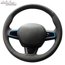 Shining wheat Genuine Leather Hand-stitched Steering Wheel Cover for Renault K-ZE 2024 - buy cheap