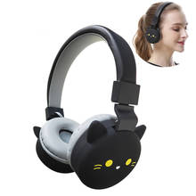 Крутая мультяшная Bluetooth-гарнитура 3D черная кошка, беспроводные наушники с поддержкой FM-радио, музыкальные стереонаушники для девушек, подарок для iPhone 2024 - купить недорого