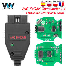 Escáner de diagnóstico VAG K + CAN Commander 1,4 OBD2 OBDII con FT232RL PIC18F25K80, cable de chips para VW, Skoda, Seat 2023 - compra barato