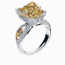 Anel de noivado luxuoso feminino, com pedra de cristal amarela, vintage, cor de prata, para mulheres, tendência de noiva, pequeno, zircônio 2024 - compre barato