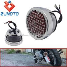 Cafe Racer Old School Motorcycle Tail Brake Light License Plate Light Round Metal Grill Lamp for Harley Chopper Bobber  Scramble 2024 - buy cheap
