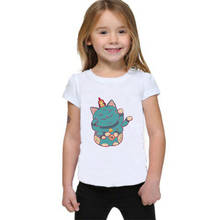 В 2019 году Г. Новая летняя детская футболка милые футболки для мальчиков и девочек с героями мультфильмов Kawaii/Модная Детская футболка с круглым вырезом и изображением кота и свиней 2024 - купить недорого