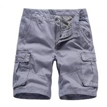 Pantalones cortos de verano para hombre, Pantalón Cargo con varios bolsillos, mezcla de algodón, tiro medio, holgado, hasta la rodilla 2024 - compra barato