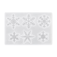 Moldes de resina de copo de nieve de 6 cavidades, moldes de fundición de silicona con colgante de copo de nieve, moldes de resina epoxi para decoraciones navideñas, manualidades 2024 - compra barato